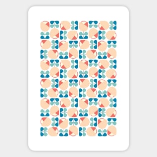 Retro Geometric Floral Pattern Blue, Peach, Coral Sticker